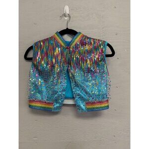 A wish Come True Sequin Blue/Rain Bow and Hip Hop Dance Costume Vest
